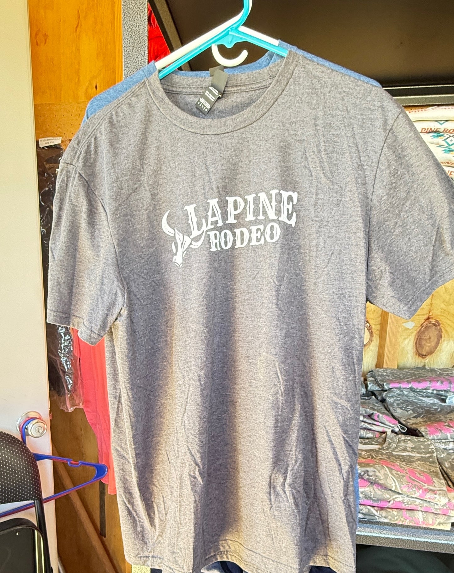 Gray t shirt white lettering